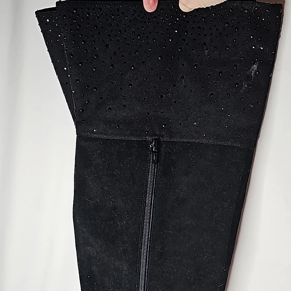 ABS Allen Schwartz Maraeah studded suede over the knee thigh high black boots 10
